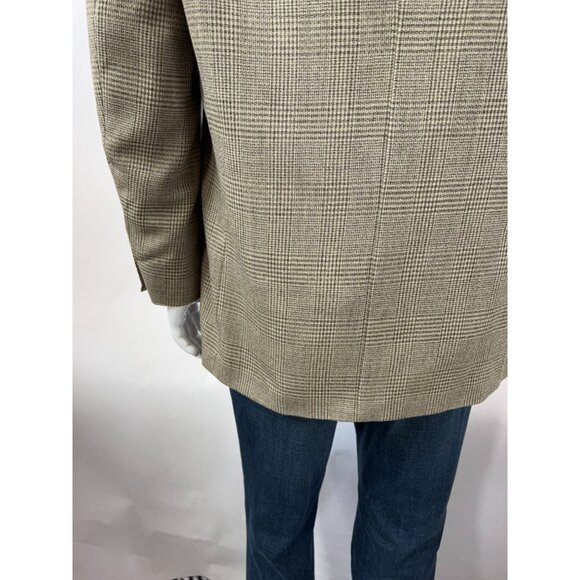 Oscar De La Renta Mens Vintage Beige Houndstooth Blazer 40R Two-Button Wool Blen - Picture 12 of 16